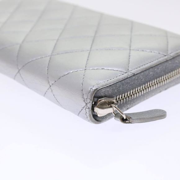 CHANEL Long Wallet Lamb Skin Silver CC Auth 49958A - Picture 16 of 16